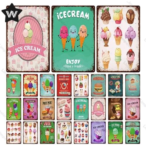Cocktail Menu Metal Sign Ice Cream Tin Plaque Vintage Metal Plate Have A Break Tin Poster Metal Sticker for Home Cake Shop Decor