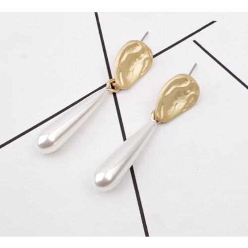 Fashion Simulated pearl Drop Earrings Geometric Metal Wedding Earrings For Women Jewelry