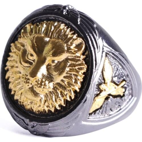 Classic Vintage Lions Head Ring Fashion Punk Style Men Stainless Steel Ring Accessories Jewelry For Male Party Gift