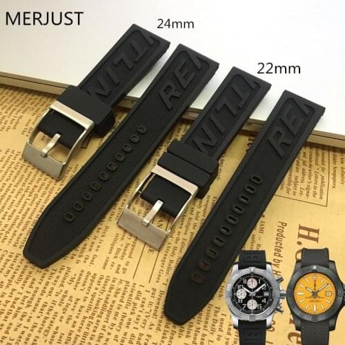 24mm 22mm buckle men Watchband Natural high quality sir Watch band for Bracelet navitimer/avenger/Breitling strap Wristband