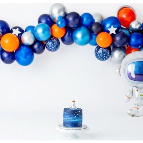 Astronaut Themed Balloon Garland Kit Chrome Silver Astronaut Roket Balloon Arch Outer Space Galaxy Themed Boys' Birthday Party