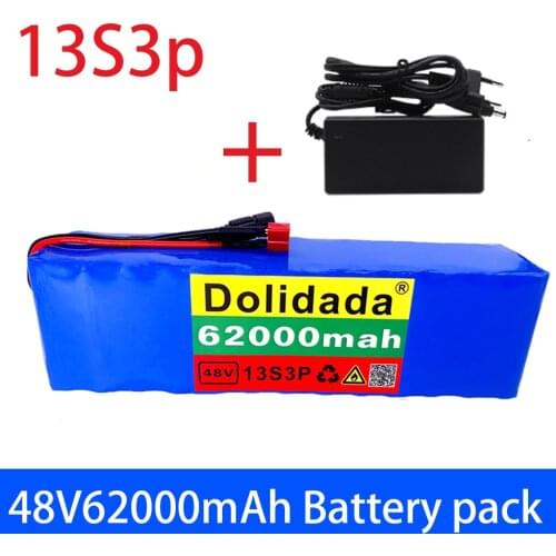 2021NEW 48V62Ah 1000w 13S3P 48V Lithium ion Battery Pack For 54.6v E-bike Electric bicycle Scooter with BMS+54.6V Charger