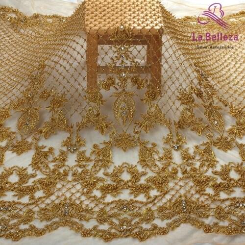 New fashion style off white/gray heavy handmade beads on netting embroidered wedding dress/evening dress lace fabric by yard