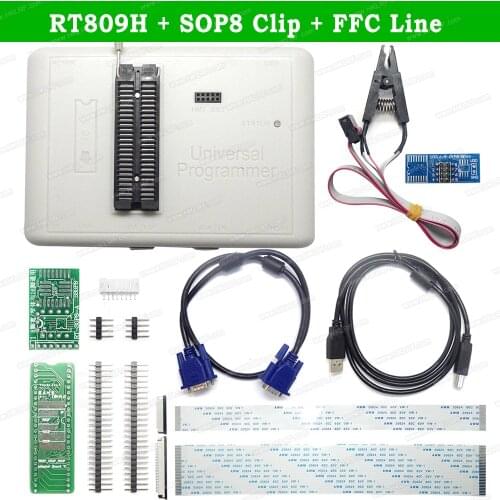 New RT809H EMMC-Nand Flash Universal USB Programmer With SOP8 Clip + FFC Line