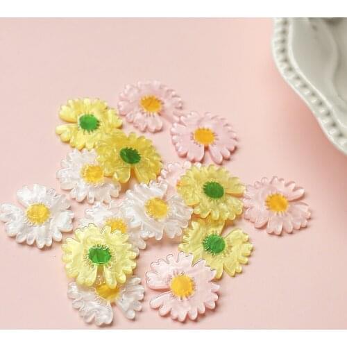 New style 50pcs/lot color cartoon daisy chrysanthemum shape acrylic beads without holes diy jewelry earring/garment accessory
