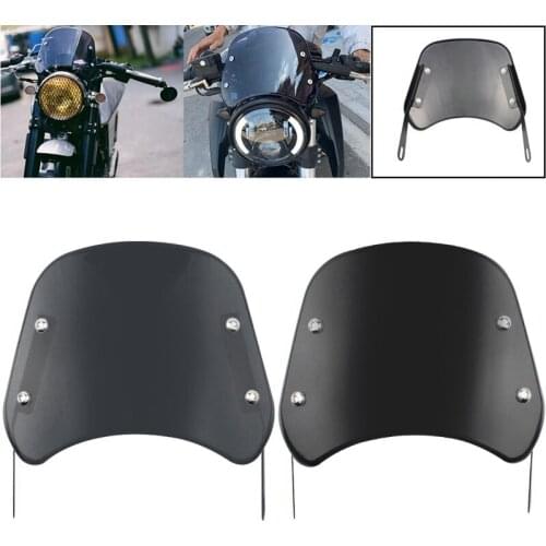 Motorcycle Headlight Windshield Wind Deflector Windscreen Universal W/Mount Bracket Fit Round Headlights