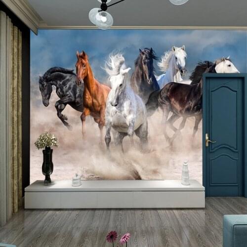 Custom Wallpaper Running Horse Pastoral Murals for Living Room Bedroom TV Background Animal Wall Painting Decor Papel De Parede