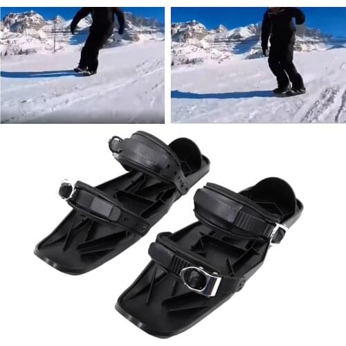 Portable Snowskates Skiing Mini Sled Snow Board Ski Boots Shoes Over-the-Boots Snow Skates Skis Equipment Winter Fun