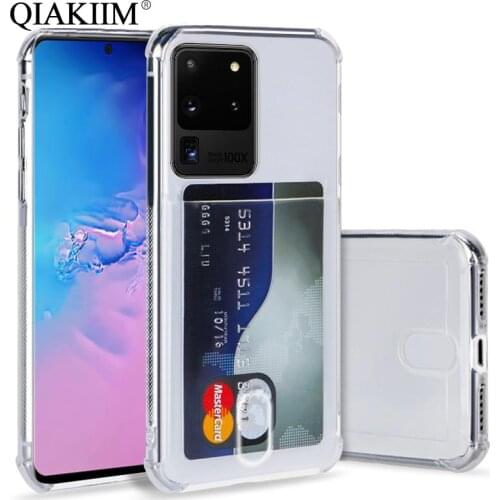 Card Holder Transparent Case for Samsung Galaxy S20 FE Note 20 Ultra A51 A71 A50 A70 A50S A70S A30 S10 S9 Plus A31 A21 A40 Cover