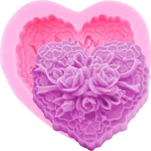 Heart Shape Silicone Mold Wedding Cupcake Topper Fondant Cake Decorating Tools Candy Chocolate Molds Polymer Clay Soap Mould