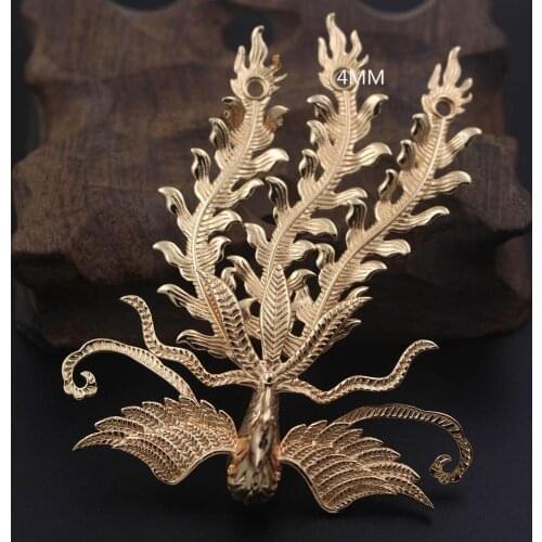 6pcs Brass Casting Retro Phoenix Dragon Oriental Chamrs Stamping Decoration Display Cameo Base Quality DIY Jewelry Accessories