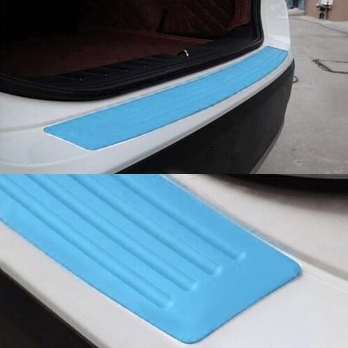 Blue Universal Rear Bumper Protector Silicone Protective Strip Trunk Boot Door Sill Guard Trim Cover Sticker Car Styling