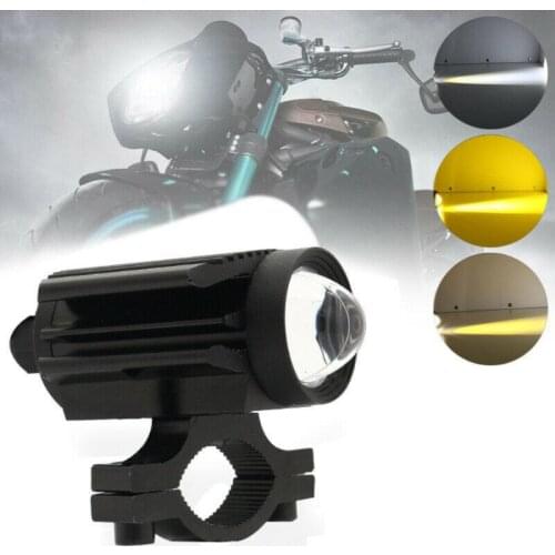 LED Motorcycle Headlight Tri-Color Projector Bi Lens Moto Bike Mini Driving Spot Fog Lamp DRL SUV Truck Car Light