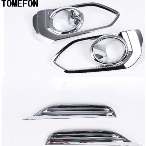 TOMEFON For Honda Fit Jazz 2018 2019 ABS Chrome Car Front Rear Fog Light Lamp Cover Trim Frame Exterior Styling
