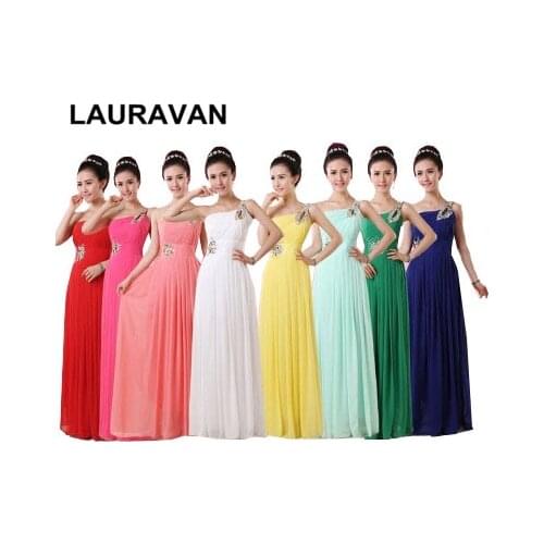 Plus size royal blue yellow red hot pink beaded straps long bridesmaid dress top fashion woman dresses one shoulder 2020