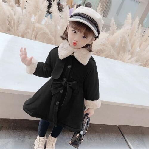 Toddler Girl Winter Clothes 2020 Kids Clothes Thick Warm Windbreaker Jacket Rabbit Fur Collar Cotton-padded Trench Coat Parka