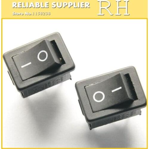 100PCS/lot KCD1-102 Rocker switch 3 feet 2 files 6A/250V 10A/125V Black Red with light