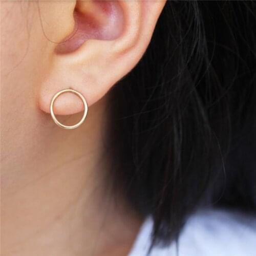 14K Gold Filled Circle Earrings Handmade Piercing Jewelry Minimalism Brincos Vintage Oorbellen Boho Gold Earrings For Women