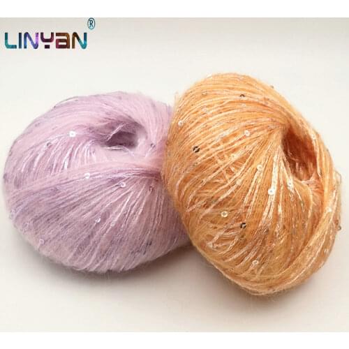 2 balls * 50g Paillette wool yarn for crochet Sequin yarn for knitting Hand Wool threads Scarf tippet mohair crochet yarn ZL68