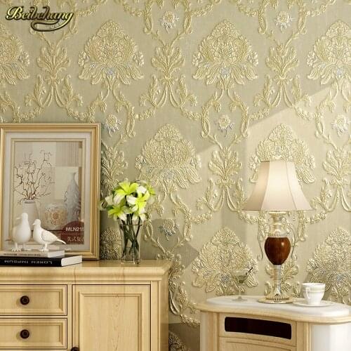 Beibehang papel de parede 3D Embossed Classic Damask Wallpaper Modern Textured of Wall Paper Bedroom Vintage PVC Wallpaper Roll