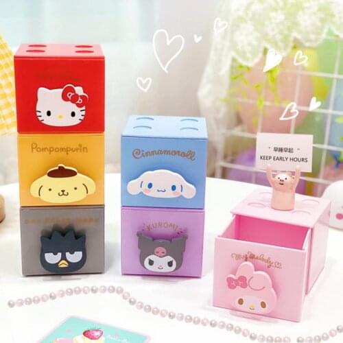 9Cm Mini Sanrio Desktop Sundries Storage Box Jewelry Box Plastic Kawaii Mymelody Hellokittys Anime Cartoon Toys for Girls Gift