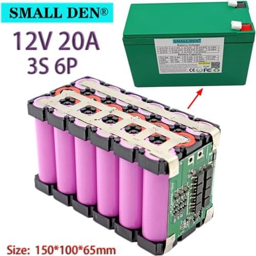 12V 20Ah 18650 lithium battery pack 3S6P built-in high current 20A BMS for sprayers, carts, childrens electric vehicle batterie
