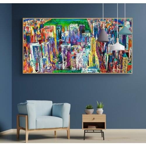 Diamond painting large size abstract city oil painting Manhattan panoramic wall decoration rhinestone embroidery mosaic art pict