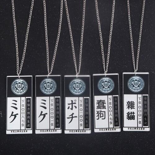 Anime Kakegurui Compulsive Gambler Jabami Yumeko Student Union Dog Cat Codename ID Card Acrylic Cosplay Pendant Necklace Chain
