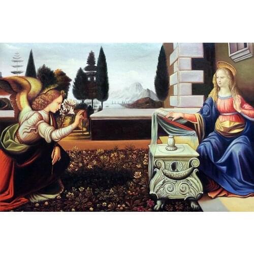 Annunciation, 1475 1480, Da Vinci Painting Replica, Masterpiece Artwork, Canvas Wall Painting, Handmade Quality
