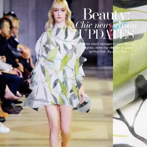 CNUM SO076 100% Natural Silk Organza/ Willow Leaf /Silk Fabric Checked Gauze /Width 1.48yd Thickness 12mm/ Unit: Meter