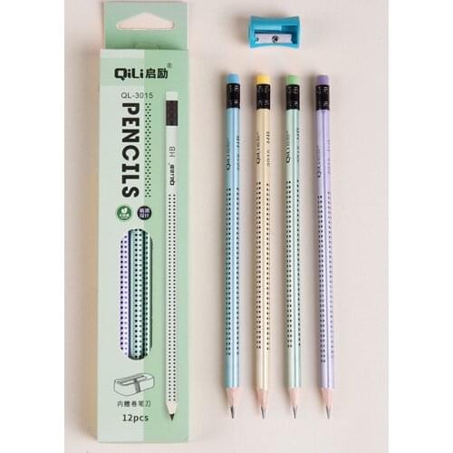 12pcs/box Wood Pencils Triangle Correction Grip Learn Pencil Elementary School HB Pen Writing Drawing Pencil Set