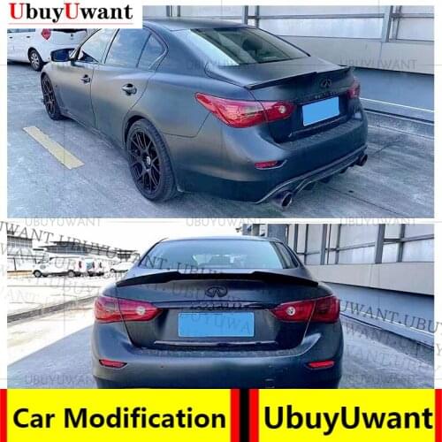 Glossy Black / Carbon Fiber Color ABS Car Rear Trunk Spoiler Wing Lip For Infiniti Q50 2014 2015 2016 2017 2018 2019 2020