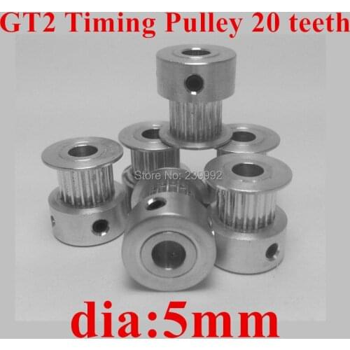 GT2 Timing Pulley 20teeth Alumium Bore 5mm fit for GT2 belt Width 6mm gt2 pulley