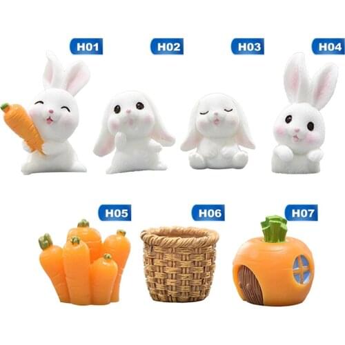 New Children Simulation Rabbit Toys Lovely Rabbit Carrot Gardening Succulent Plant Resin Ornaments Mini Toys Kids Gifts