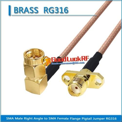 SMA Male Right Angle 90 Degree to SMA Female 2 hole Flange Pigtail Jumper RG316 extend Cable low loss