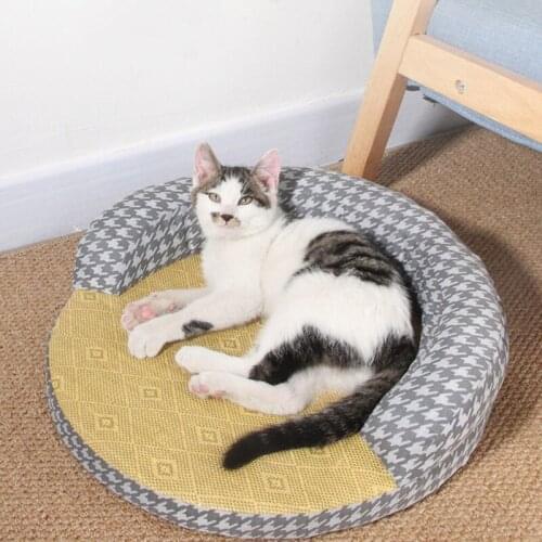 Summer Cat Bed House Rattan Mat Dog Bed Kennel Dog House Sofa Cushion Cat House Pet Bed Cat Rug Cat Bed Cama Para Gato Teepee