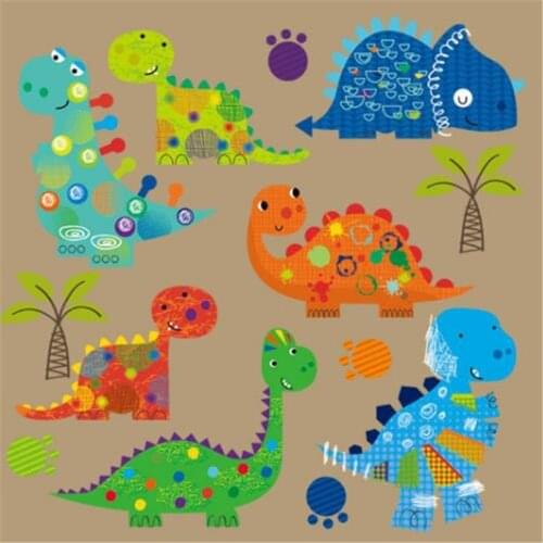 Fashion PVC Patch Clothes 24CM Cartoon Dinosaur Thermal Transfer Printing T shirt Baby iron on patches for clothing Stickers
