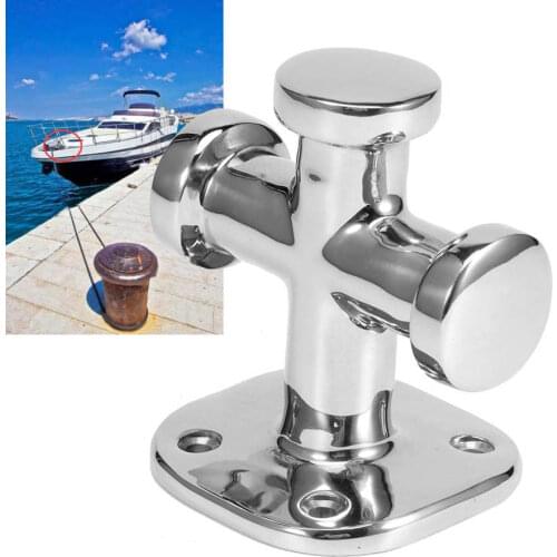 Marine Single Cross Bollard Mooring Bitt Cleat 316 Stainless Steel 62x63x83mm Deck Hardware for Boat