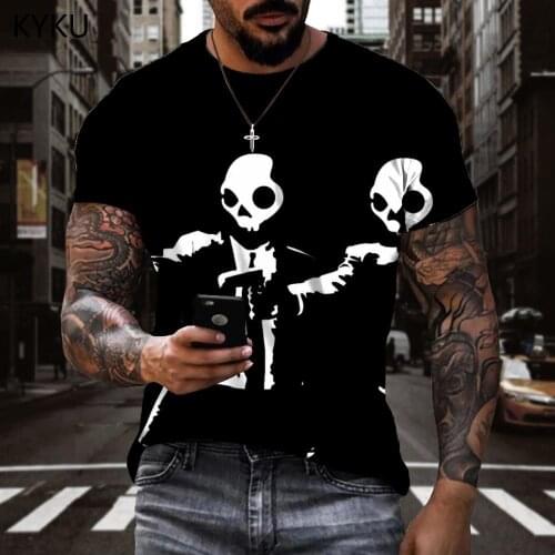 KYKU Brand Skull T shirt Men Hip Hop Tshirts Casual Rock T-shirts 3d Harajuku Funny T shirts Short Sleeve Punk Rock Printed