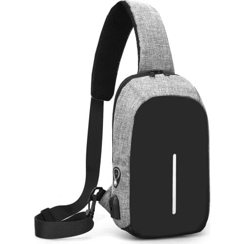 Mens Shoulder Bag Polyester Waist Bag Messenger Bag Outdoor Sports Shoulder Chest Bag Picnic Polyester USB Charging Chest Bag