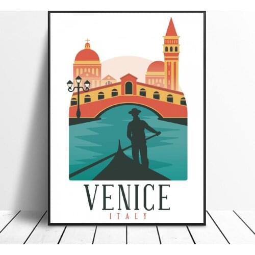Retro Vintage Venice Italy Canvas Painting Art Print Poster Picture Wall Modern Minimalist Bedroom Living Room Decoration