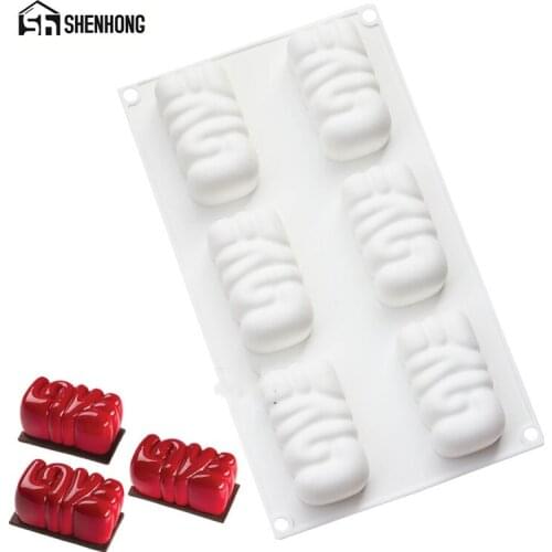 SHENHONG Love Valentines day Wedding Decoration Cake Mold For Baking Dessert Art Mousse Silicone 3D Mould Silikonowe Moule