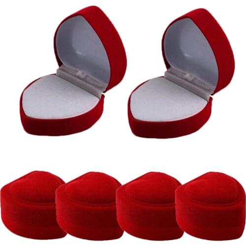 2021 Fashion Jewelry Box Velvet Heart-shaped Red Ring Storage Box Wedding Engagement Rings Earrings Necklace Display Gift Cases