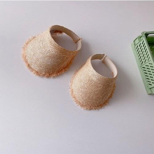 Womens Summer Hat Childrens Cap Sun Visor Fringed Edge Empty Top Wide Brim Girl Sun Hats Beach Hat Straw Hat Parent-child Hat