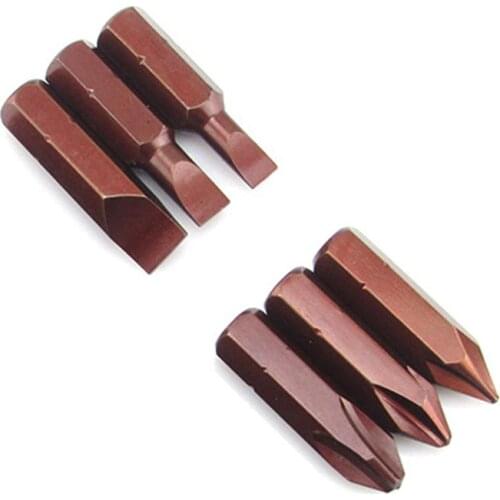 6 Pcs/set 5/16" 32mm Short Phillips and Slotted Screwdriver Bits S2 Material Electric Screwdriver Head Power Driver Tools