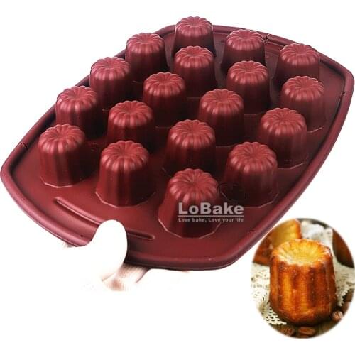 18 cavities 25ml fluted flower cup shape canele silicone cake mold chocolate fondant jelly ice cube molds DIY with steel inside