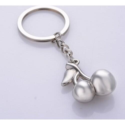 10PCS Lovely cherry Keychain Charm Metal Car Keyring Bag Porte clef Unisex Purse Keyfobs Creative Jewelry Gift Wholesale J061