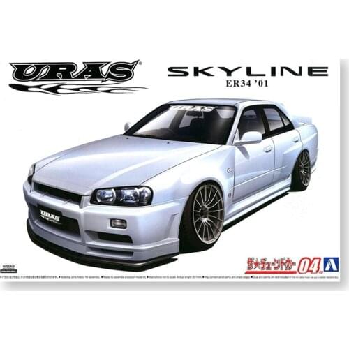 Assembled Car Model 1/24 URAS ER34 Skyline TYPE-R`01 Plastic Construction Painting Kit Toy Ornaments Collection 05534