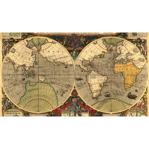 Modern Living room bedroom Home Cuadros Decoracion Pictures Canvas Oil Painting Beautiful old map geography earth Canvas Poster