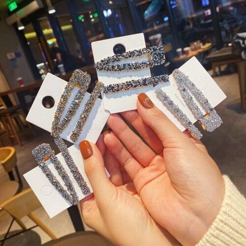 Rhinestones Hair Clip For Women Girls Geometric Hair Barrette Rectangle Hairpin Hairwear Accessories